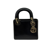 Christian Dior Black Shiny Snakeskin Lady Dior Mini Bag (pre-owned)