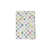 Multicolor Louis Vuitton card holder with white background and monogram pattern exterior