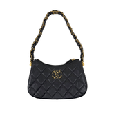 Chanel Black Small Aged Calfskin 19 Zip Hobo Clutch With Chain Microchipped (pre-owned)
