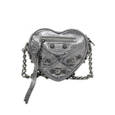 Balenciaga Mini Lambskin Motocross Le Cagole Heart Chain Bag crossbody bag in silver (pre-owned)