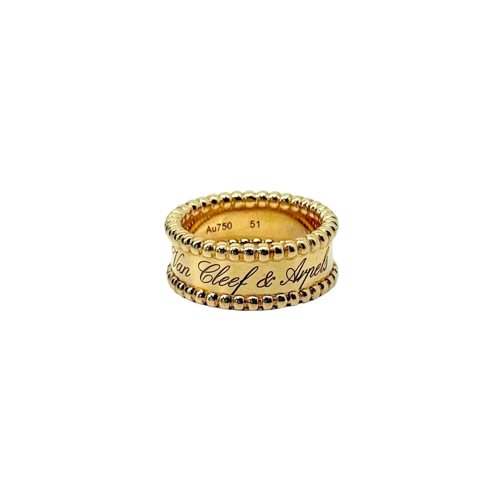Gold beaded band ring showing inside engraving Van Cleef & Arpels, Au750