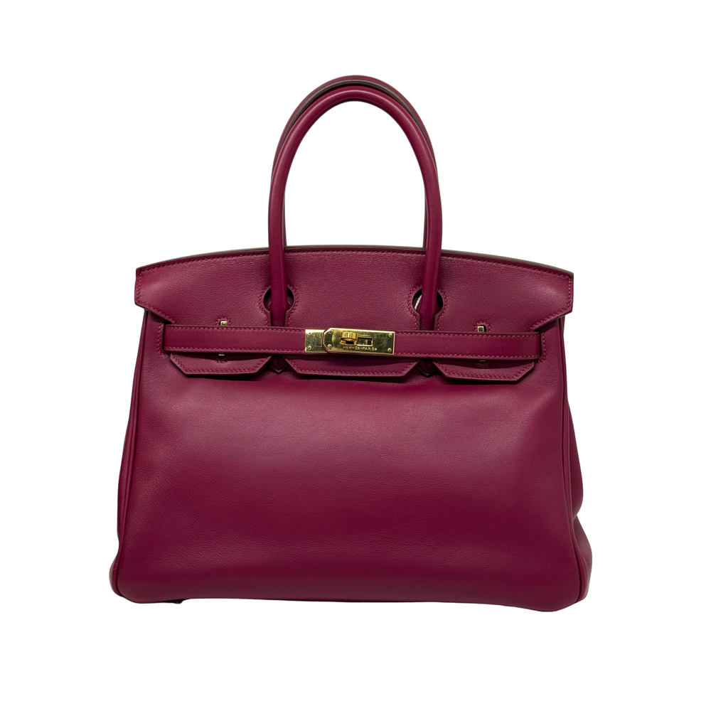 Hermès Birkin 30 magenta leather handbag with top handles and gold-tone clasp