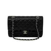 Quilted Chanel shoulder bag with flap, dark leather, chain strap and stitched diamond texture