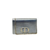 Christian Dior Metallic Silver Micro Cannage 30 Montaigne 2-in-1 Pouch (pre-owned)