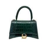 Balenciaga Green Croc Embossed Leather Small Hourglass Top Handle Bag(brand new)