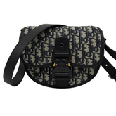 Dior mini crossbody bag in oblique canvas with flap and black shoulder strap