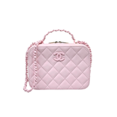 Chanel Pink Vanity Case In Lambskin & Lacquered Metal Microchipped (pre-owned)