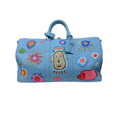 Louis Vuitton x Yayoi Kusama Keepall 50 light blue Taurillon leather (pre-owned)