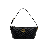 Gucci Calfskin Matelasse Chevron GG Marmont Sling Shoulder Bag Black (brand new)