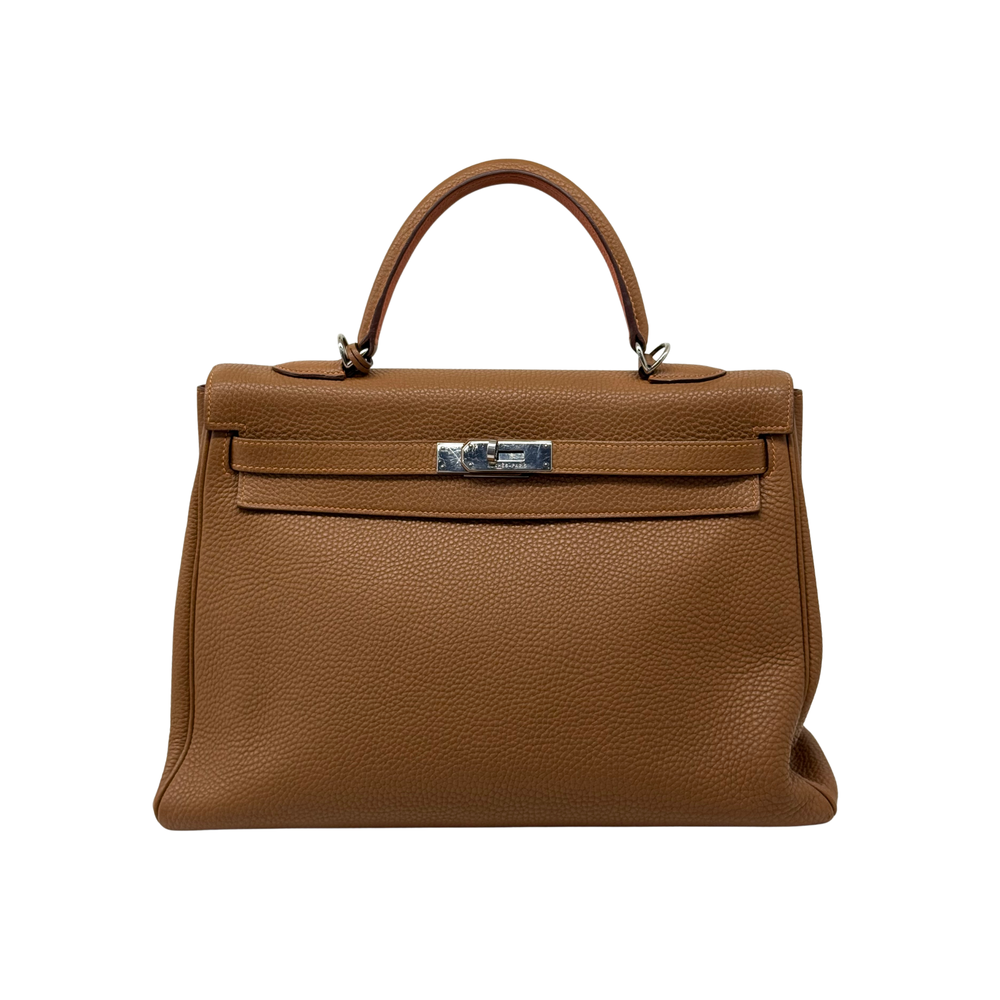 Hermès Kelly 35 brown Togo leather top-handle bag