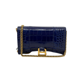 Balenciaga blue croc-embossed calfskin Hourglass wallet on chain
(brand new)