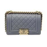Chanel 2019 Boy Small Grey Grained Calfskin Leather Crossbody Bag (brand new)