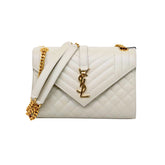 YSL Saint Laurent Envelope Medium Off White Mix Matelassé Leather Bag (brand new)