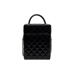 Chanel Small Box Shoulder Bag in black patent calfskin microchipped (pre-owned)