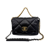 Chanel 19 Medium Black Lambskin Leather Flap microchipped (pre-owned)