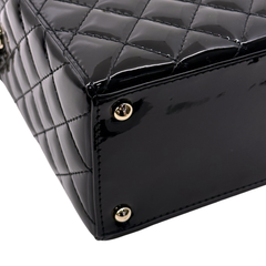 Chanel Small Box Shoulder Bag in black patent calfskin microchipped (pre-owned)