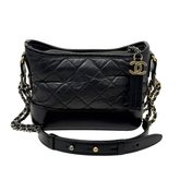 Chanel 2019 Black Aged Calfskin Quilted Small Gabrielle Hobo Bag (Pre-owned)