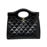 Chanel 31 Mini Shopping Bag Black Shiny Calf Leather Microchipped (pre-owned)