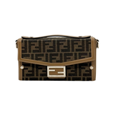 Fendi Baguette Soft Trunk Tobacco Zucca Canvas and Leather Bag (pre-owned)