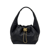 Chanel Black Hobo Bag Calf Leather Microchipped Chanel (pre-owned)