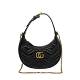 Gucci GG Marmont Small Black Matelassé Leather Hobo (pre-owned)