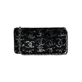 Chanel 23B Black Silver CC Logo Sequin Clutch On Chain Silver Hardware microchipped (pre-owned)