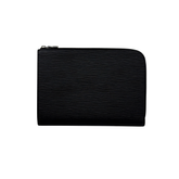 Louis Vuitton zip-around wallet pouch in black textured leather