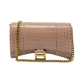 Balenciaga Beige Croc Embossed Leather Hourglass Wallet On Chain
(brand new)