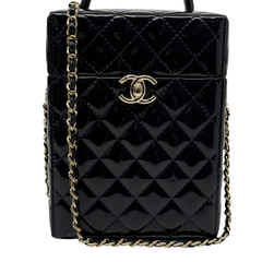 Chanel Small Box Shoulder Bag in black patent calfskin microchipped (pre-owned)