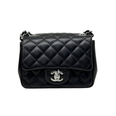 Chanel 2019 Black Mini Square Classic Lambskin Single Flap crossbody (pre-owned)