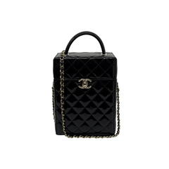 Chanel Small Box Shoulder Bag in black patent calfskin microchipped (pre-owned)