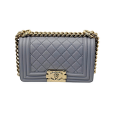 Chanel 2019 Boy Small Grey Grained Calfskin Leather Crossbody Bag (brand new)