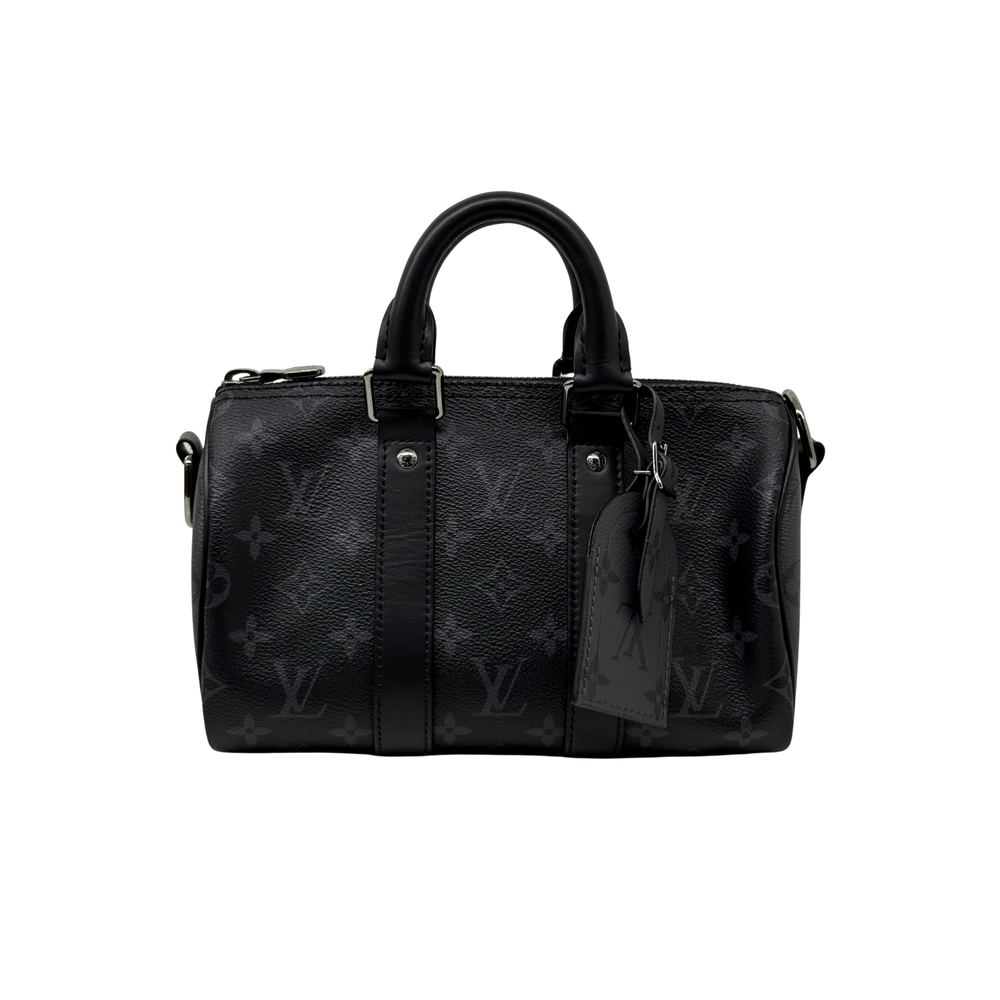 Pre-owned Louis Vuitton black monogram handbag with dual top handles and front pockets