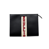 Gucci Web Stripe Logo Leather Pouch Clutch Bag (brand new)