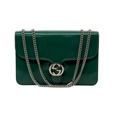Gucci Green Patent Interlocking G medium crossbody bag (pre-owned)