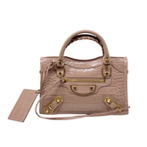Balenciaga Embossed Leather Motocross City Metallic Edge Mini Beige (brand new)