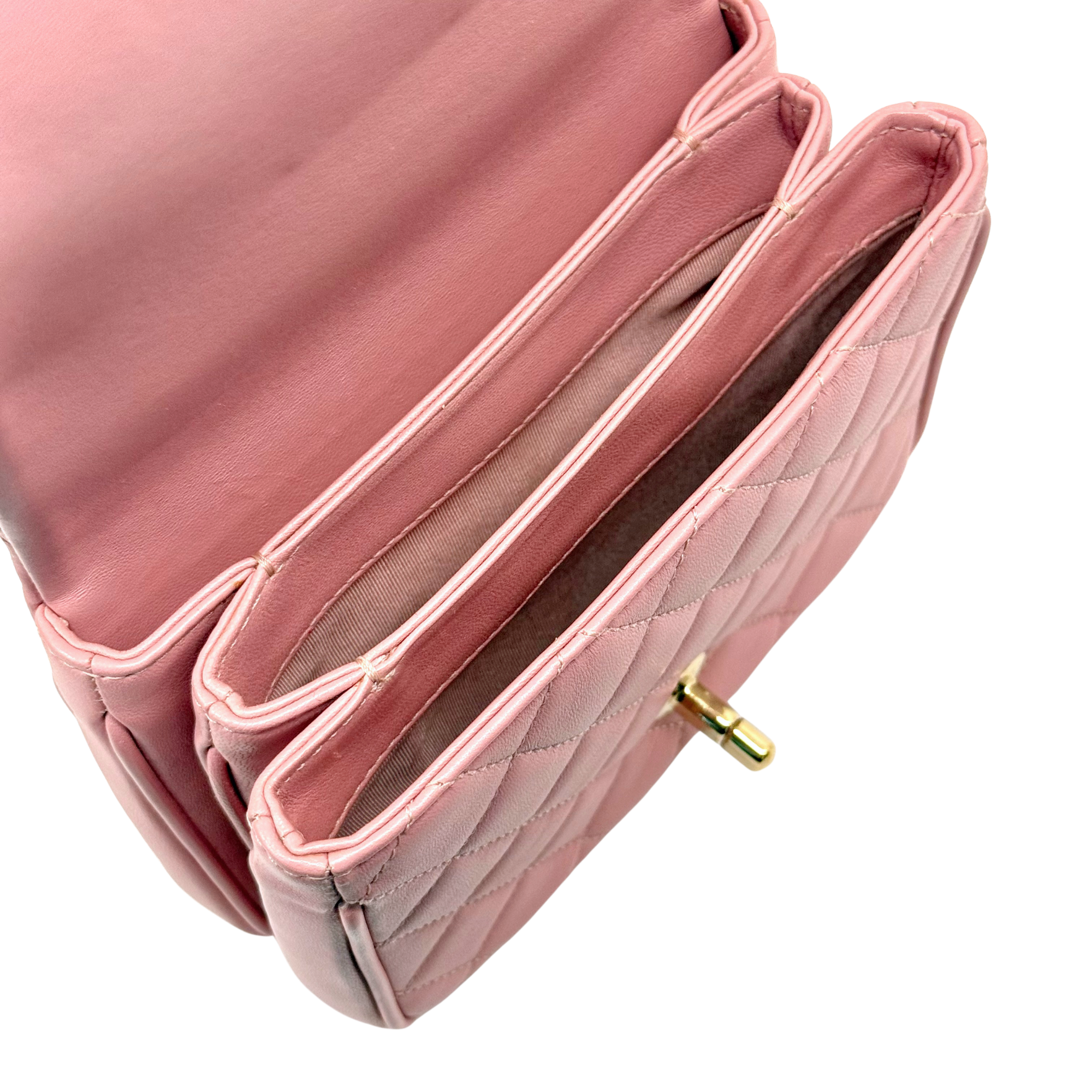 Chanel salmon pink top handle bag