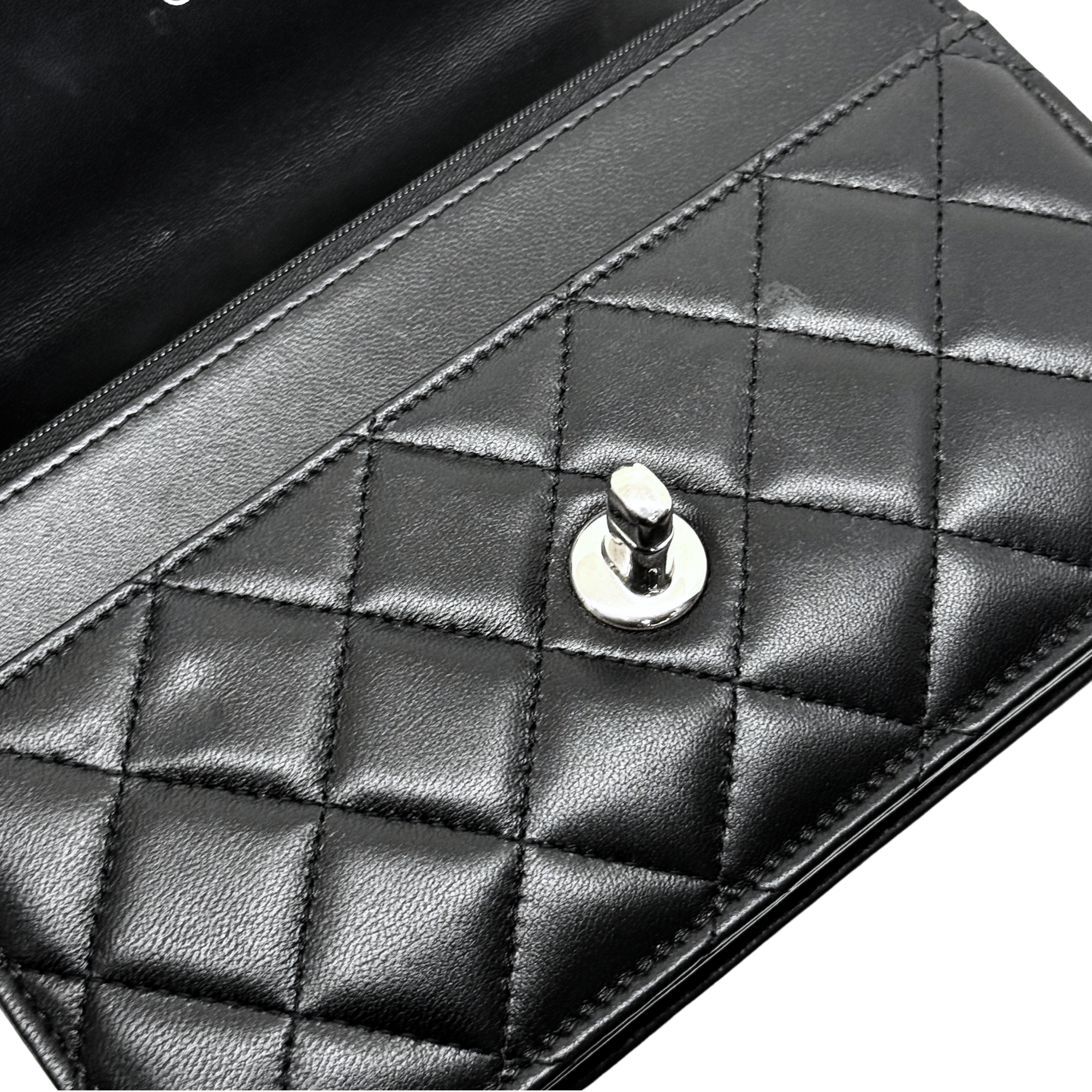 Chanel black top handle silver