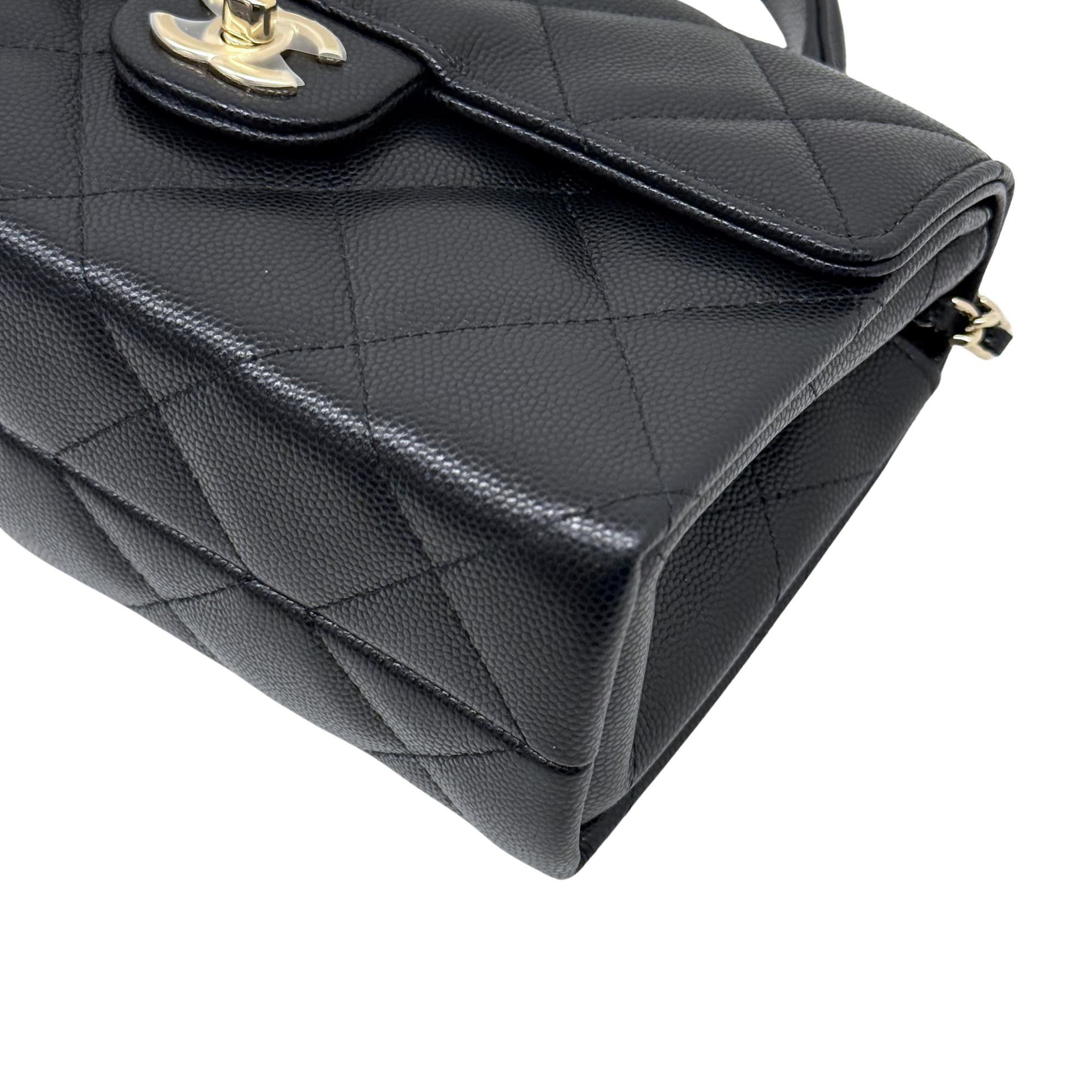 Chanel black bag top handle gold hardware