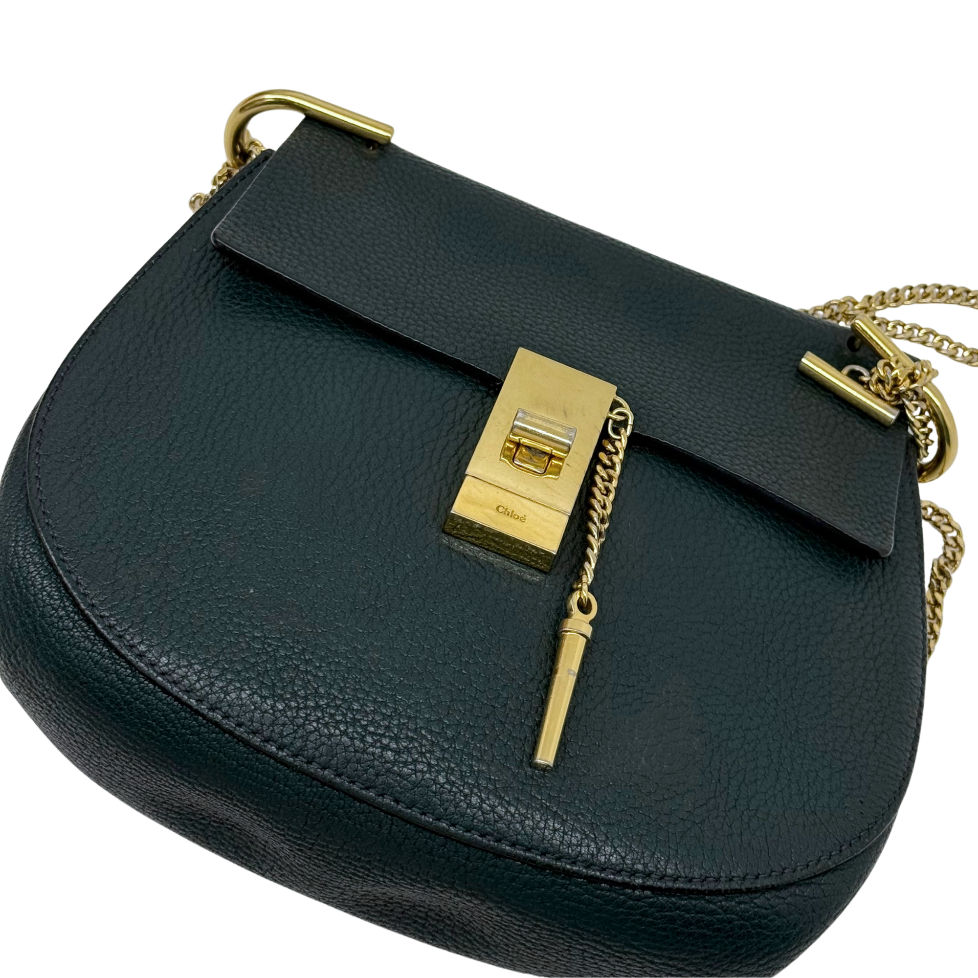 Chloe Green Leather Medium Drew Shoulder Bag (pre-owned)