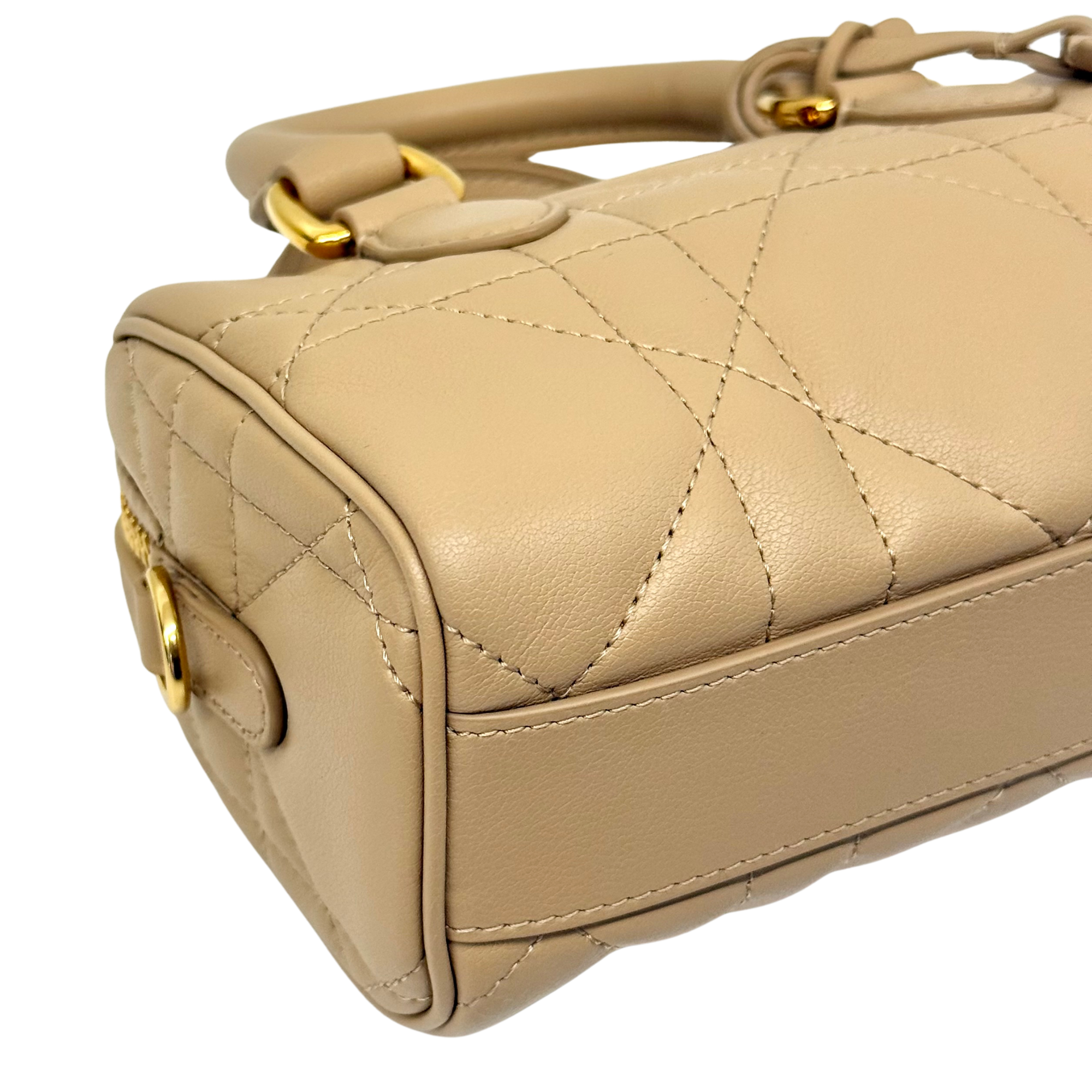 Dior Nano Dior Groove 17 Bag In Calfskin Leather With Gold Hardware Biscuit (brand new)