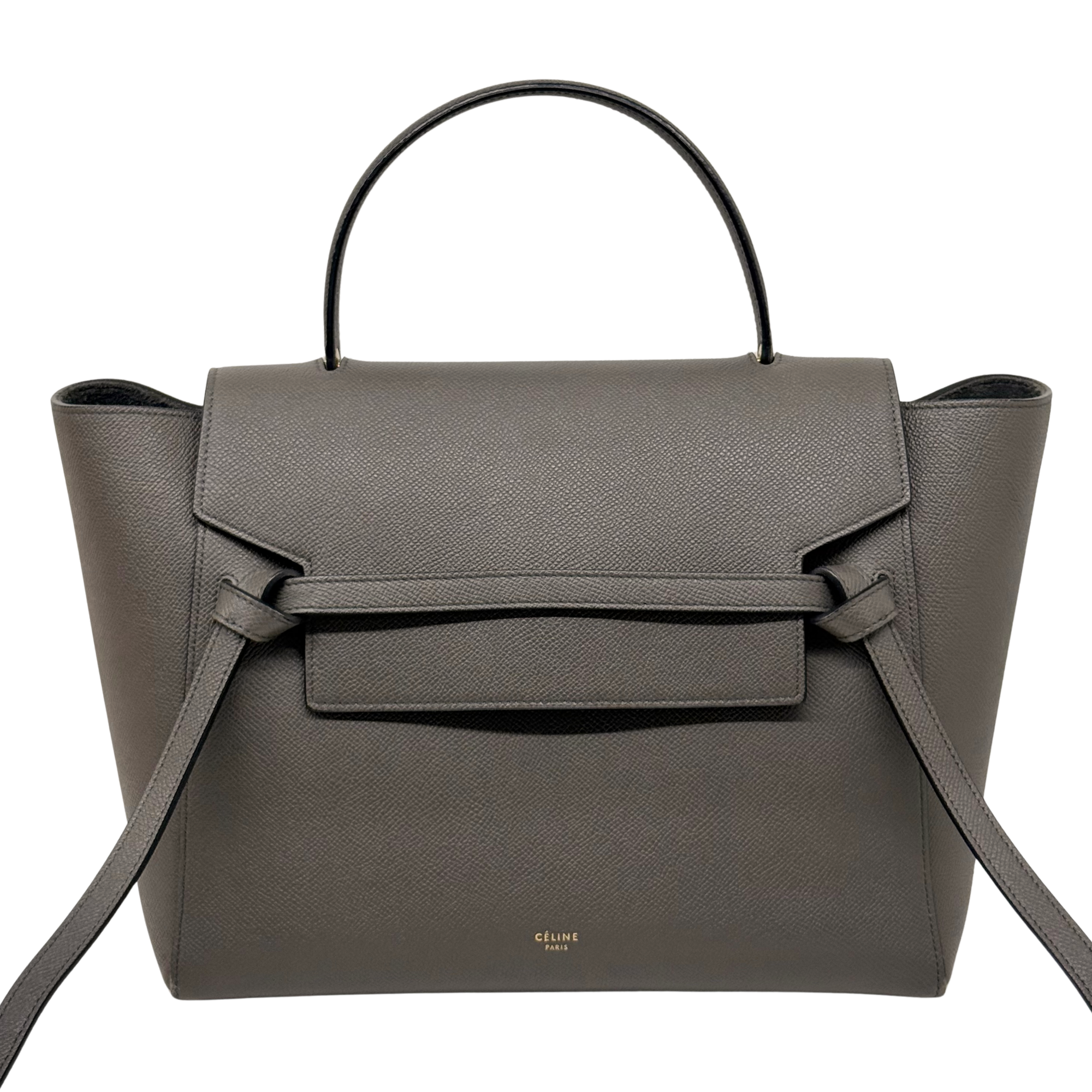 Celine Grey Leather Mini Belt Top Handle Bag (pre-owned)