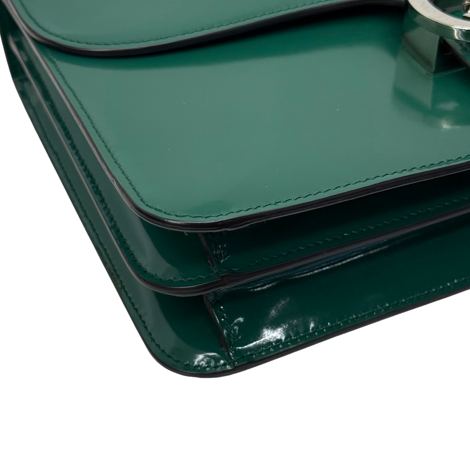 Gucci Green Patent Interlocking G medium crossbody bag (pre-owned)