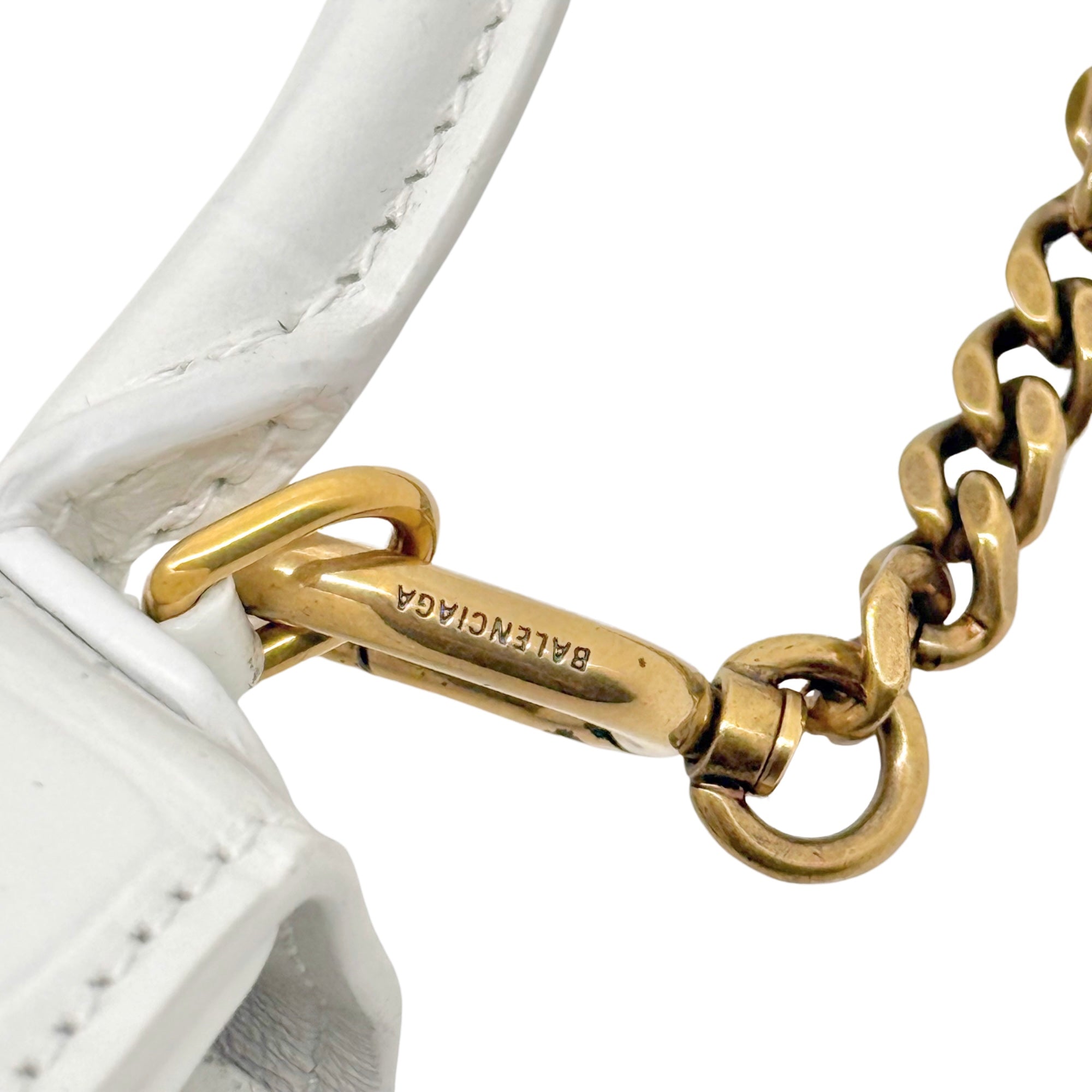 Balenciaga Hourglass Nano Crocodile Embossed Leather Cross-Body Bag Whiye (brand new)