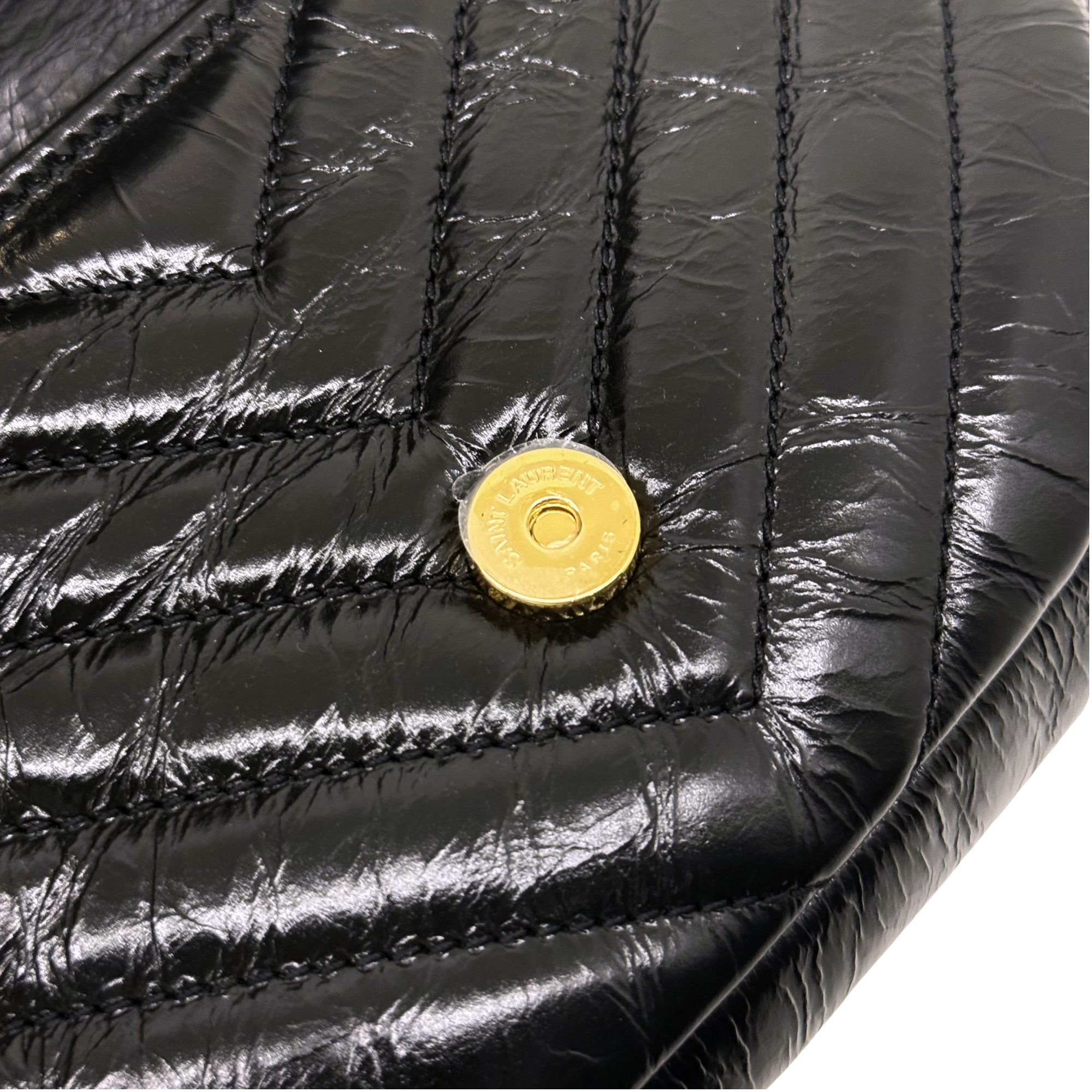 YSL Saint Laurent Black Mini College Chain Quilted Shoulder Bag in Leather (brand new)