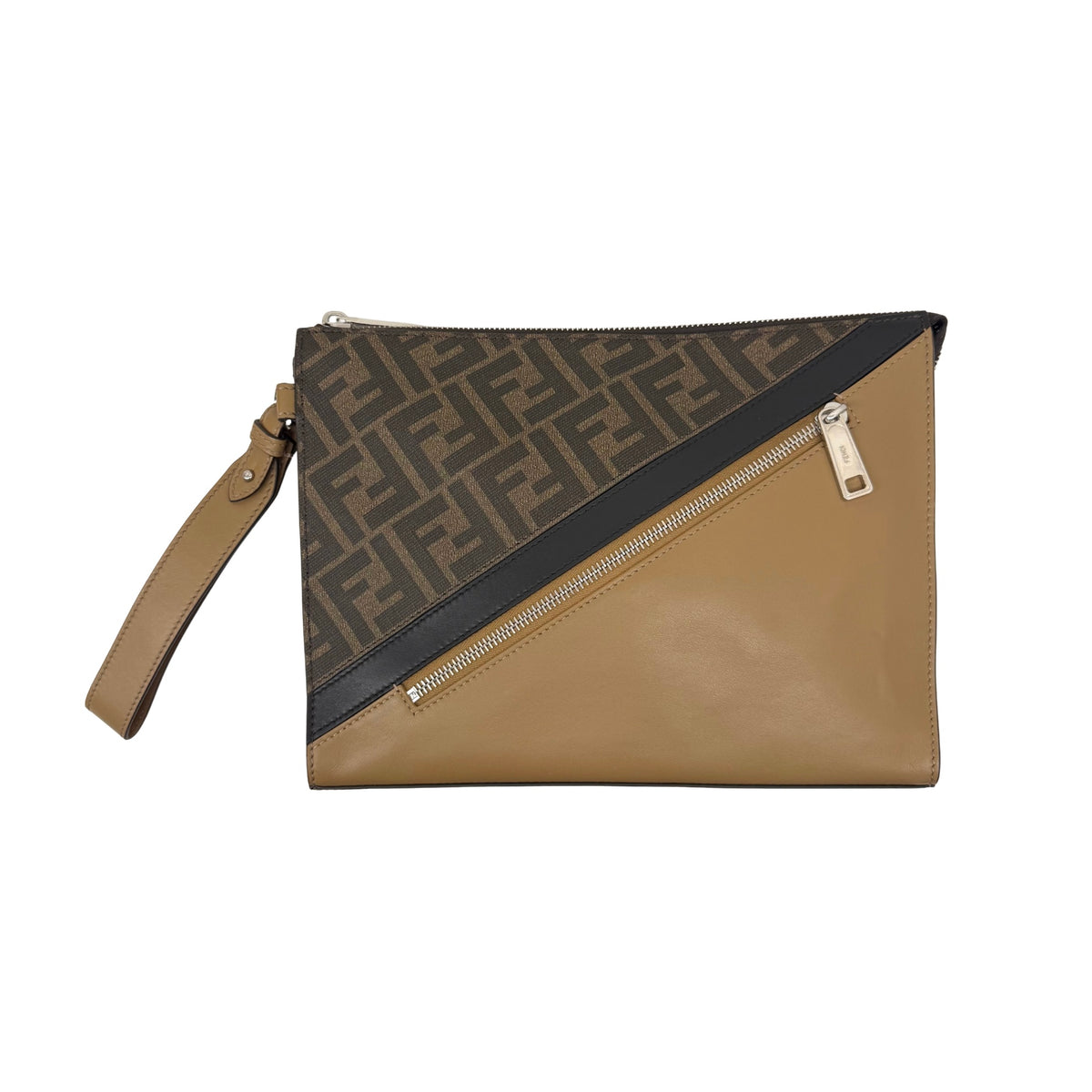 Fendi Tri Color Coated Canvas and Leather Diagonal Wristlet Pouch (pre-owned)