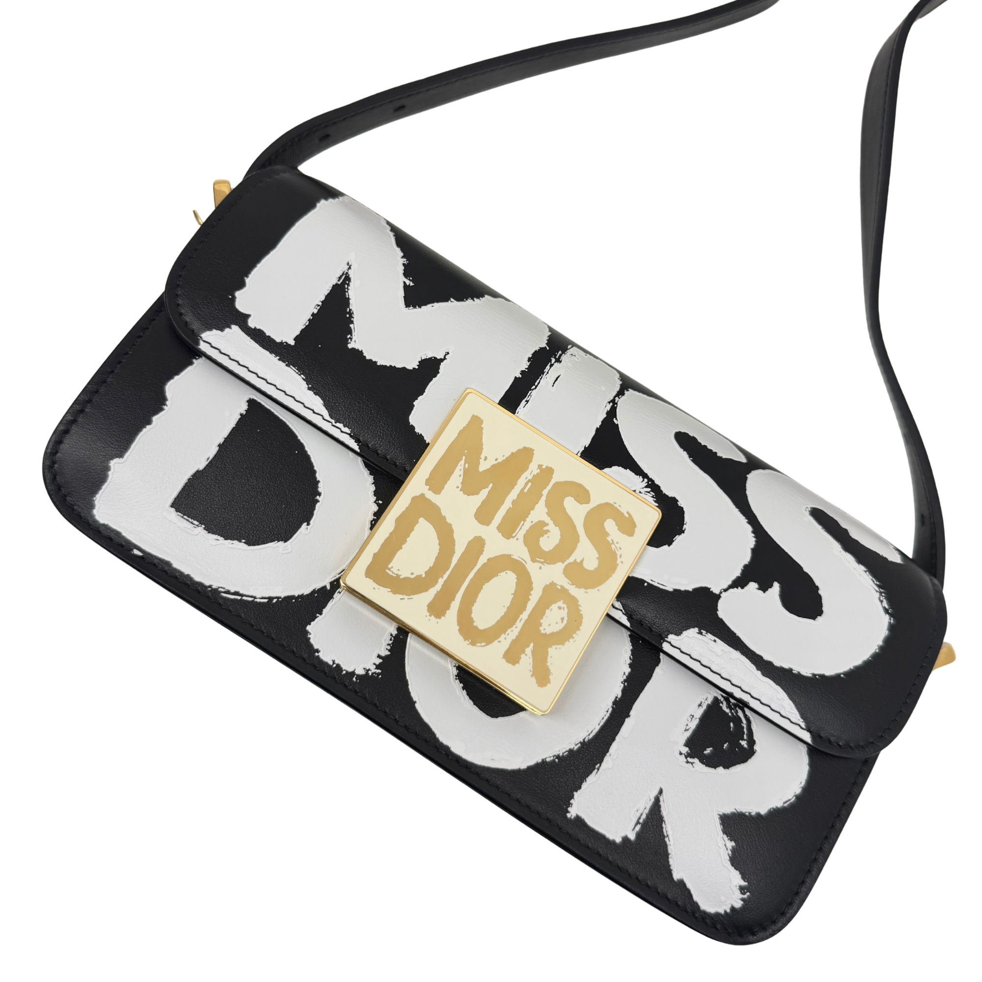 Dior Calfskin Graffiti Printed Miss Dior Flap Black White (brand new)