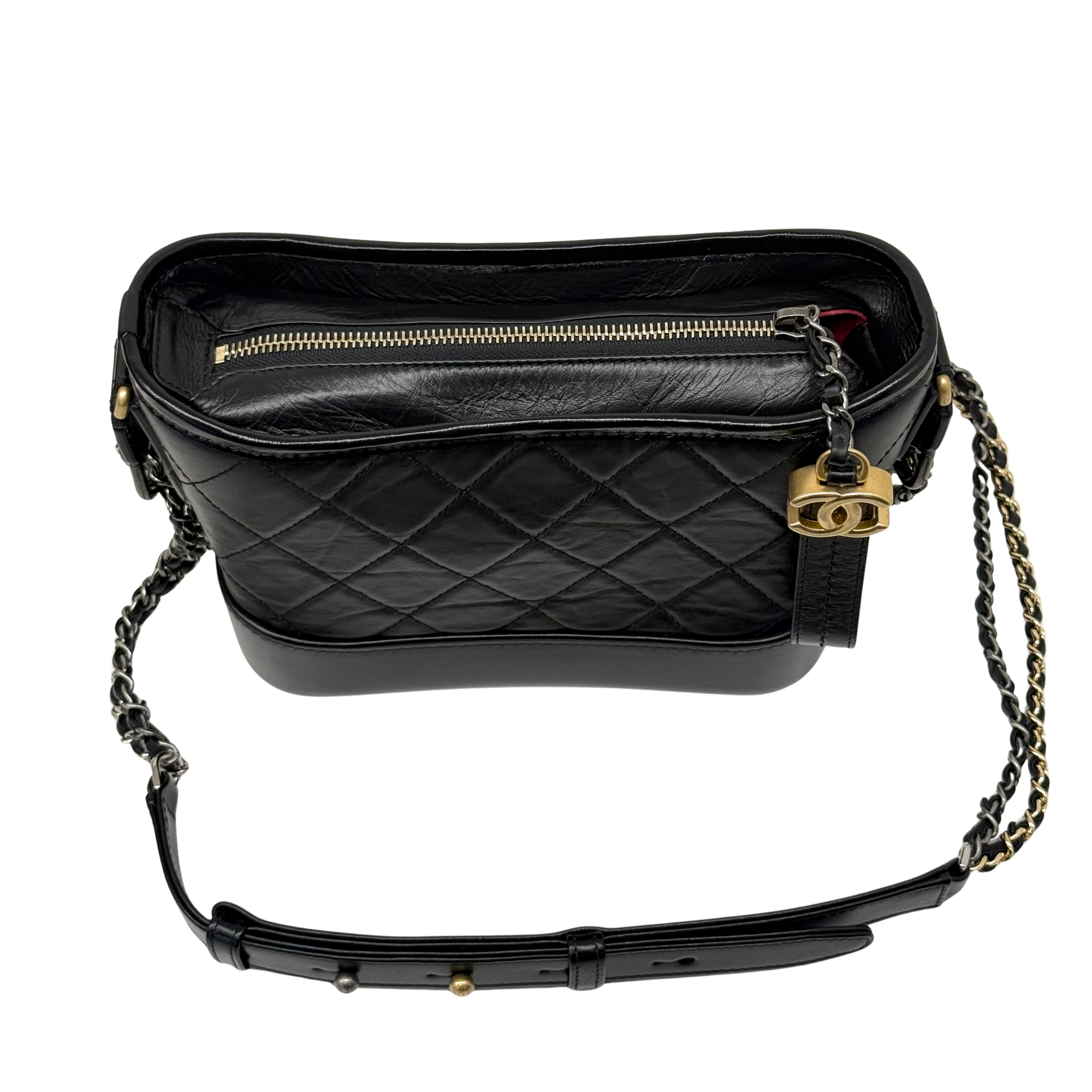 Chanel Black Aged Calfskin Quilted Small Gabrielle Hobo Bag
(brand new)
