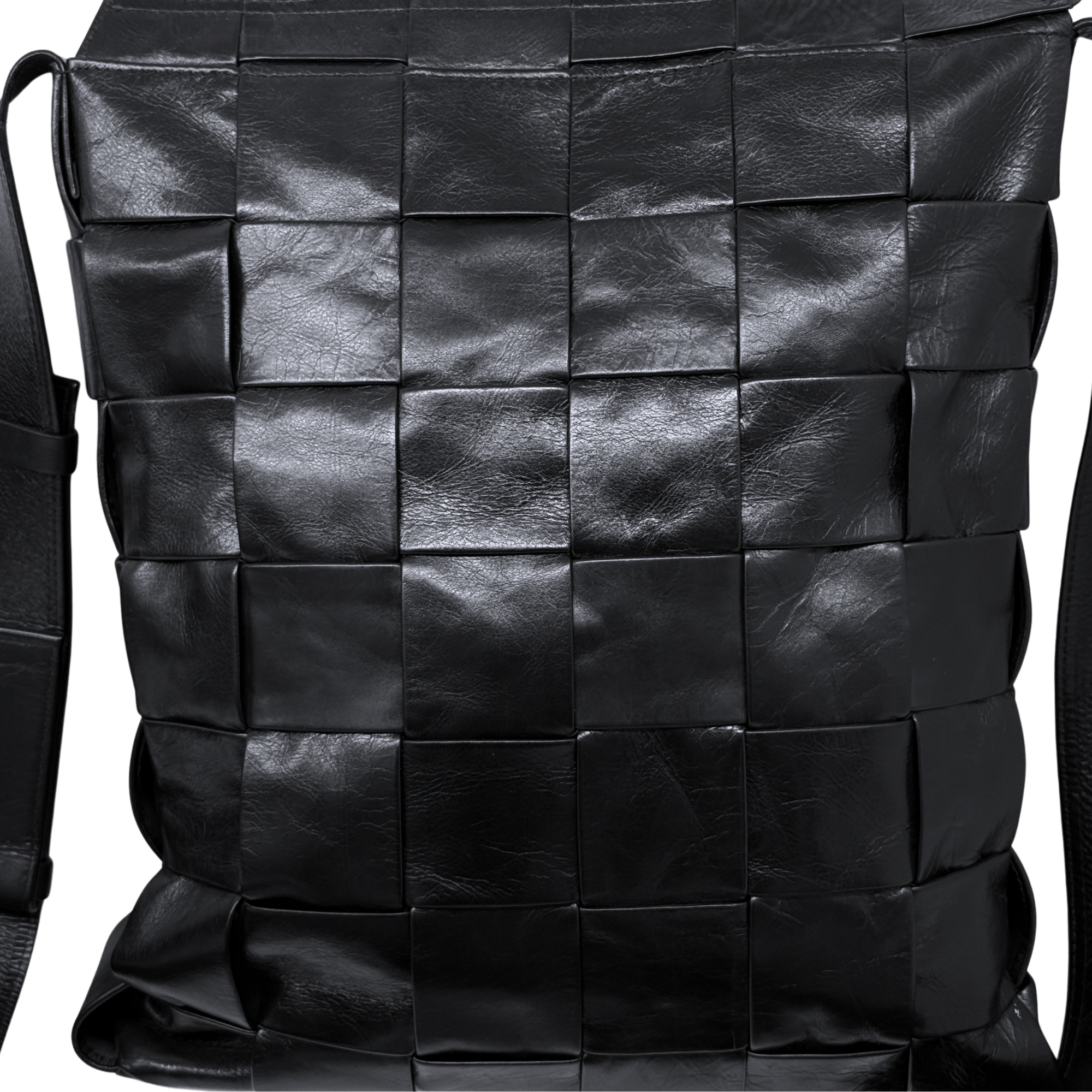 Bottega Veneta Black Intreccio Leather Cassette Messenger Bag (brand new)