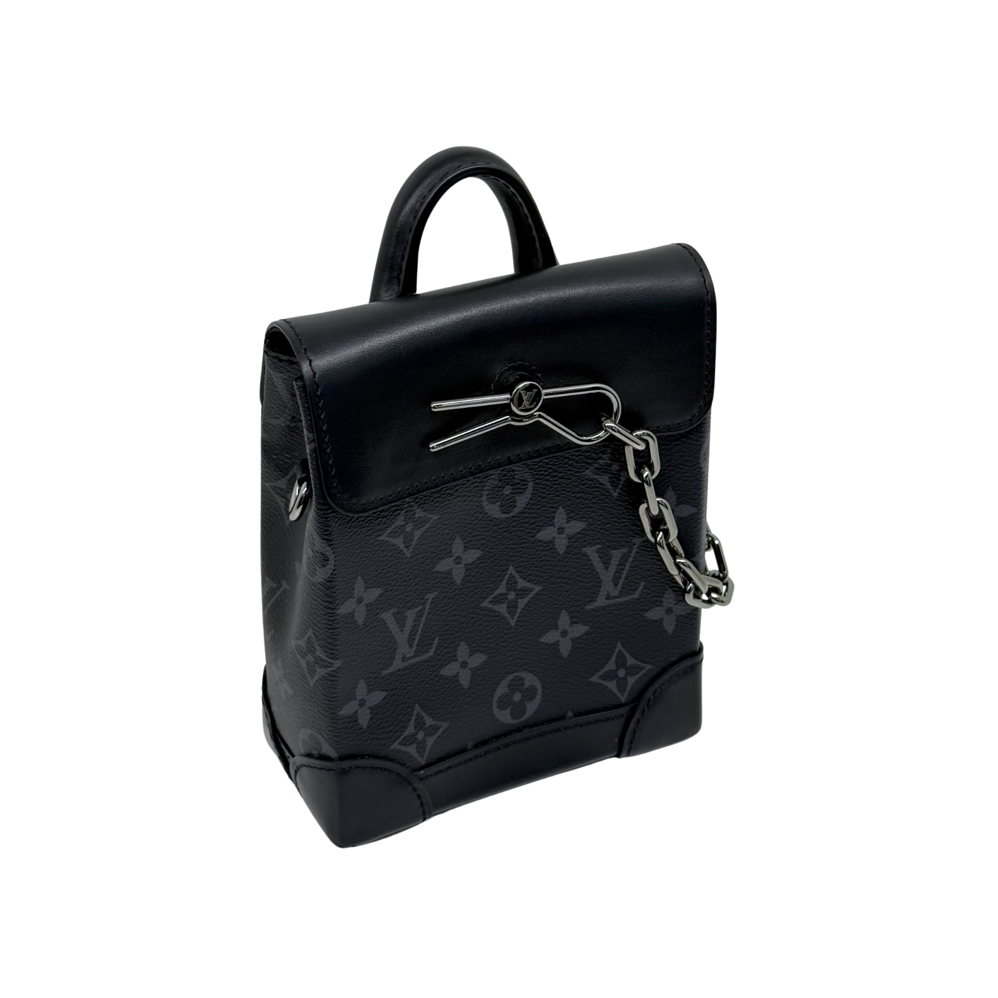 Louis Vuitton Nano Steamer Black Monogram Canvas Top Handle Bag (pre-owned)